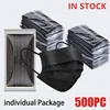10-500 PCS Masks Disposable black mask Adults individual package mask 3 Layer Ply Filter masque Anti-dust Protective masque noir 1