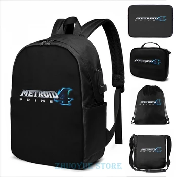 

Funny Graphic print Metroid prime 4 E3 image USB Charge Backpack men School bags Women bag Travel laptop bag