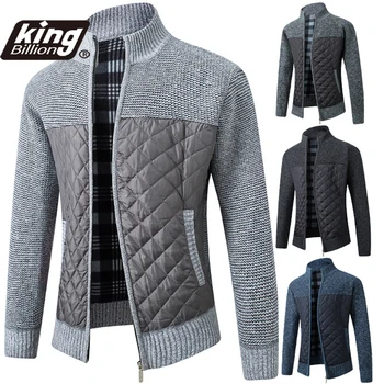 KB 2021 Autumn Winter New Men's Jacket Slim Fit Stand Collar Zipper Jacket Men Solid Cotton Thick Warm Jacket Men Sweater 1