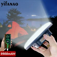 9900mAh Powerful LED Camping Light USB Rechargeable Bulb Tent Lamp Portable Lanterns Emergency Light For Hiking as power Bank 