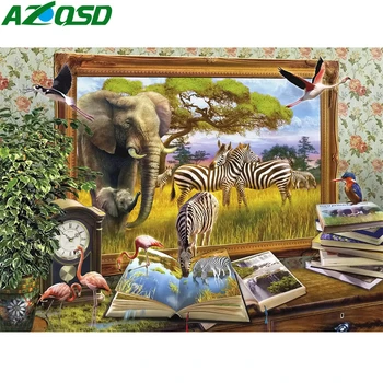 

AZQSD Diamond Painting Elephant Cross Stitch Diamond Embroidery Animal Picture Of Rhinestones 5d Diy Handmade Home Decor Gift