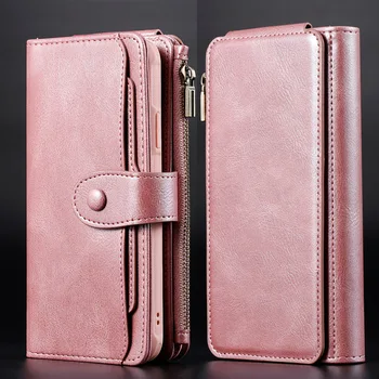 

Luxury Leather Flip Cards Case For iPhone 11 Pro Max X XS XR 6 6s 7 8 Plus Removable Wallet Car Magnetic Mujer Phone Cover Bags
