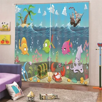 

Sea World Tulle Curtains For Living Room Kitchen Modern Window Drapes Sheer for Bedroom cortinas para la sala rideaux pour
