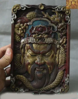 

wedding decoration China Old Wood carved Dragon guan gong guanyu Tangka Wall hanging Tangka Thangka New Year