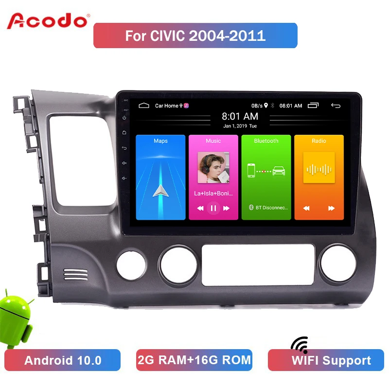 

ACODO 2+16G Android 10.1 Car Radio Multimedia Player For Honda Civic 2004-2011 Navigation GPS 2 din