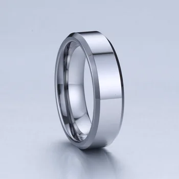 

Simple Bevel Tungsten carbide ring silver color 6mm LOVE Alliances titanium wedding band Couple rings for men and women