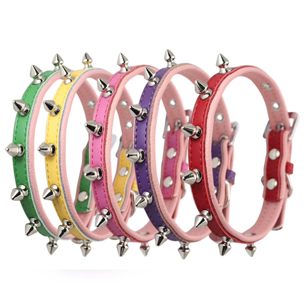 

Spiked Studded Small Large Cat Collar Rivet Accessory Hond Neck Strap For Kitten Necklace Leather PU Pitbull BullCat Pet