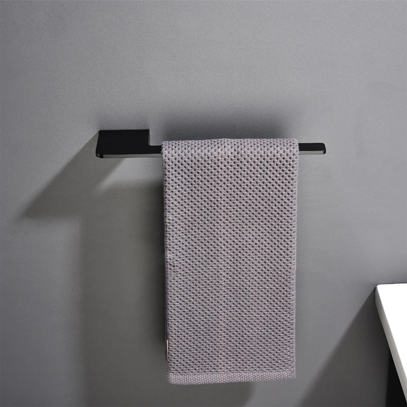 Aluminum Towel Holder Black Towel Bar Wall Mounted Ring Bathroom Accessories Rack For Kitchen Hardward