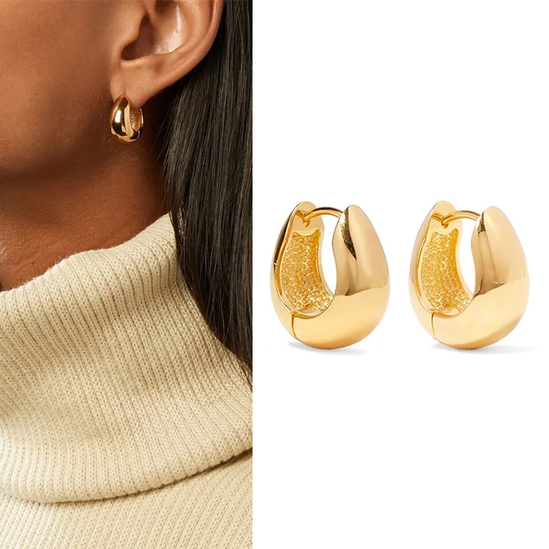 

Metal Wind Ear Hook Copper Nail Button Type Women's Earrings Dual-color Optional Street Trendy Ear Nails