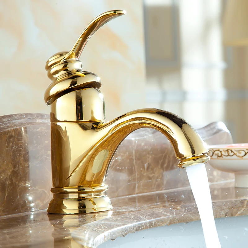 

Basin Faucet Bathroom Sink Gold Faucet Single Handle Hole Faucet Basin Taps Grifo Lavabo Wash Hot Cold Mixer Tap Crane