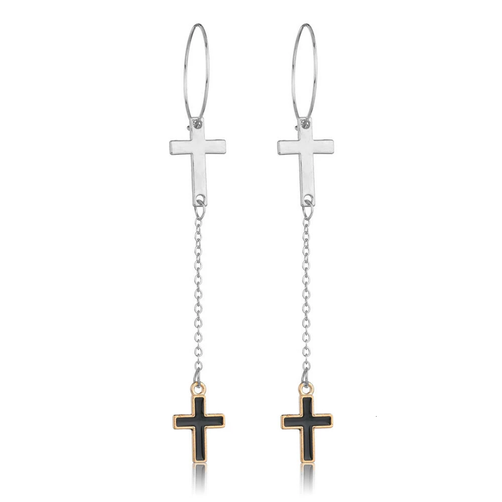 Индивидуальные Женские Особые массивные большие серьги с крестом для женщин, Классические выразительные декоративные серьги с узором - Окраска металла: E0482SL