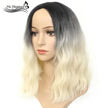 

MS Water Wave Synthetic Wigs for Women Natural Ombre Blonde Cosplay Party Wig False Hair Extensions Women's Wigs Fashion
