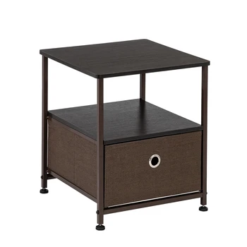 

Nightstand 1-Drawer Shelf Storage- Bedside Furniture & Accent End Table Chest For Home, Bedroom, Office, College Dorm
