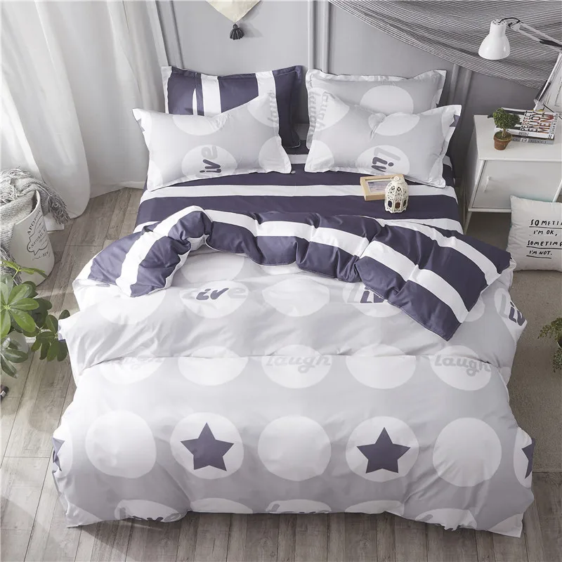 

Summer Bedding Set Bed Linens Modern Grid Duvet Cover + Flat Sheet Mans Bed Cover Set 3 or 4pcs Flower Heart Girls Bed Set 2019