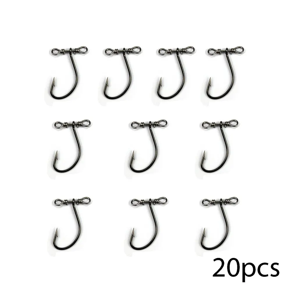 10/20 PCS Double Hole Down Shot Rig Hook For Fishing Lure Black Nickel Crank Single Fish Lure Hooks Fish Accessory