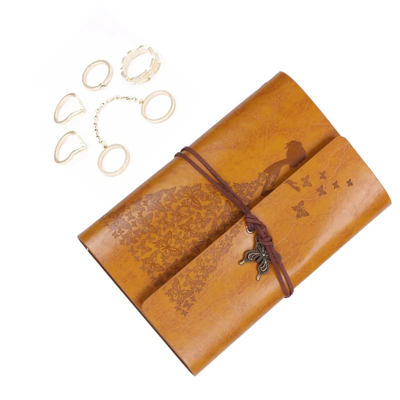 AAAJ-6Pcs фаланговые кольца Fleche Moon Midi с жемчугом Необычные для женщин и девочек(6 шт Золото) и 1 шт многоразовые записные книжки, А6