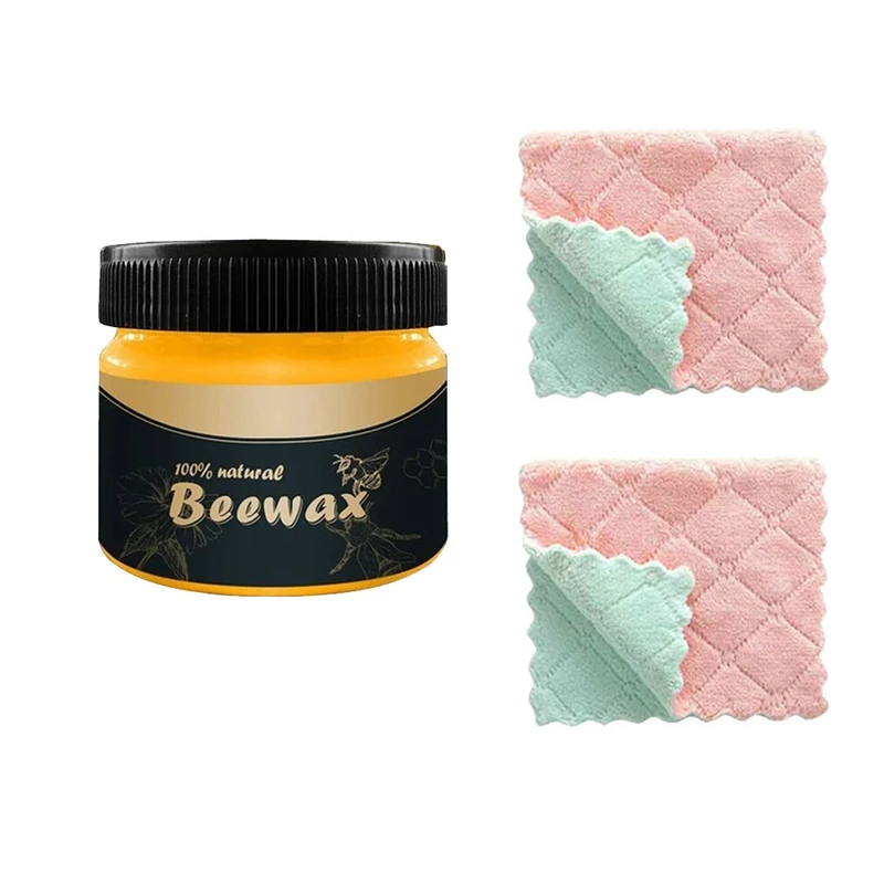

Wood Seasoning Beewax Complete Solution Furniture Beeswax Care with 2 Rag