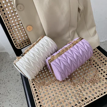

Brand original design Brand Original Design Texture Bag 2020 New Fashion Chain Shoulder Messenger Bag Simple Cylinder Bag