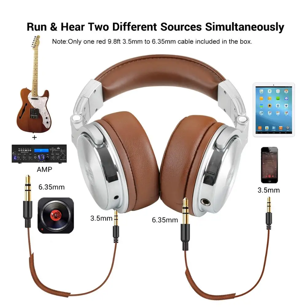 Oneodio Studio DJ słuchawki z mikrofonem Stereo głęboki bas słuchawki nauszne z gniazdem 3.5/6.3mm do monitorowania nagrywania 2 Oneodio Studio DJ słuchawki z mikrofonem Stereo głęboki bas słuchawki nauszne z gniazdem 3.5/6.3mm do monitorowania nagrywania 2