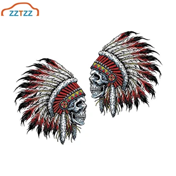 

1Pair Indian Skull Decal Horrific Skeleton Vinyl Car Stickers Vehicle Styling Removable Waterproof Sticker