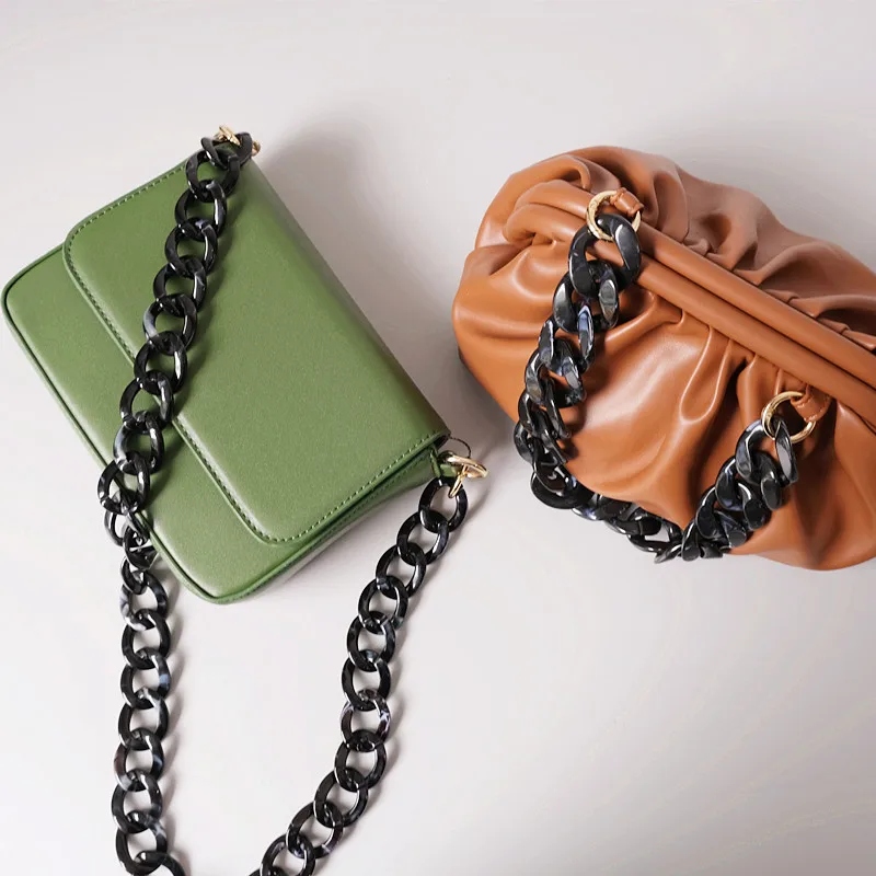 New Fashion Woman Handbag Accessory Parts Cute Chain Black Acrylic Resin Chain Luxury Strap Women Shoulder Clutch Handle Chain