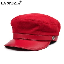 LA SPEZIA Fiddler chapeau femmes hommes rouge casquette gavroche en cuir véritable britannique rétro marque dames boulanger garçon casquette(China)