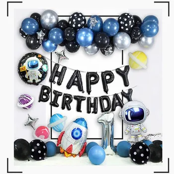 

72pcs Outer Space Party Astronaut balloons Rocket Foil Balloons Galaxy Theme Party Boy Kids Birthday Party Decor helium globals