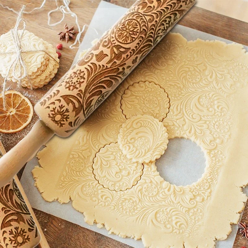 

Pattern Printing Rolling Pin Engraving Embossed Biscuit Dough Stick Kneading Tool Cake Dough Engraved Roller