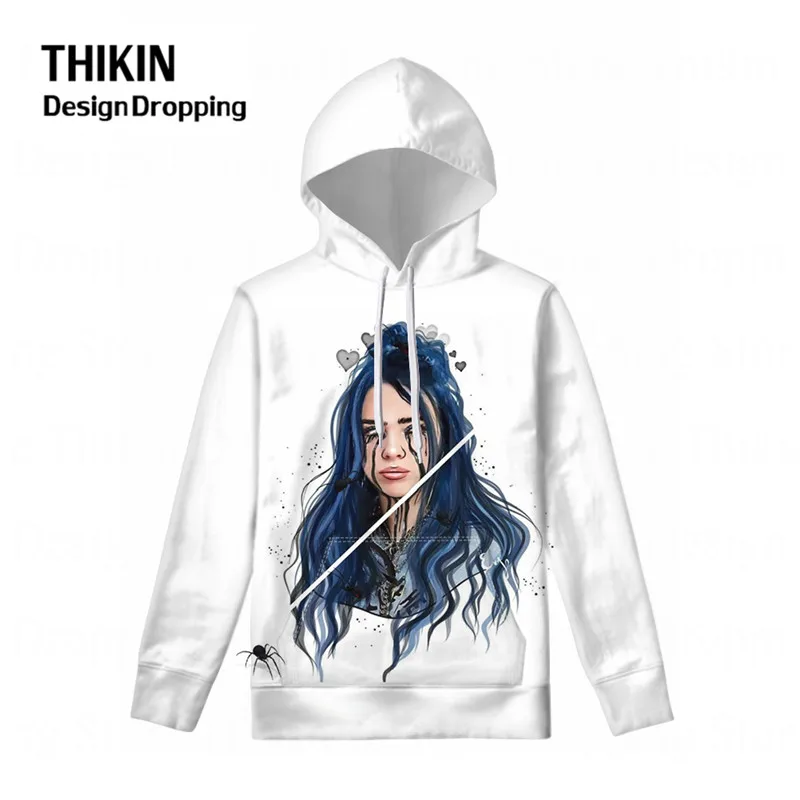 Модная женская уличная одежда Billie Eilish; толстовки для девочек-подростков; толстовка в стиле хип-хоп; пуловер с капюшоном; Спортивная толстовка с длинными рукавами