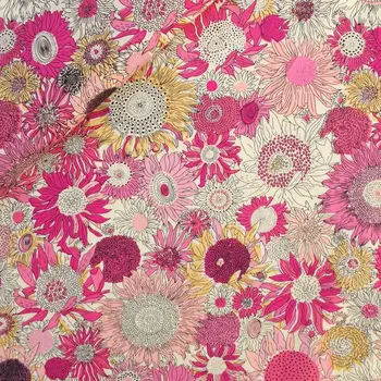 

140cmx50cm Cotton Poplin Fabric - Daisy Flower (pink)
