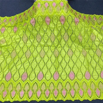 

African bazin riche fabric with brode Latest fashion embroidery bazin lace fabric with net lace 5 yards 4L062903