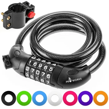 

Bicycle Lock Combination Lock Bicycle Portable Pad Cycle Lock 5 Digit Code Security 1200 x12 mm Steel Cable Spiral Bike Cycling