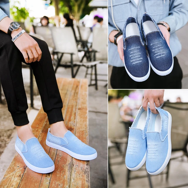 New Autumn Canvas Men Fashion Denim Shoes Slip-on Mens Casual Shoes Hot Sale Ins Cool Shoes Loafers AliExpress