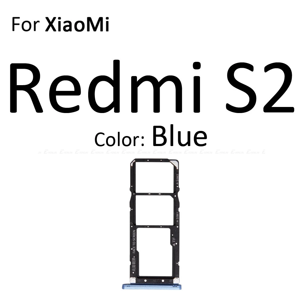 Высокое качество Micro SD/Sim карты лоток гнездо адаптер для XiaoMi Redmi S2 7A 6A Разъем Держатель Слот ридер контейнер запчасти - Цвет: For Redmi S2 Blue