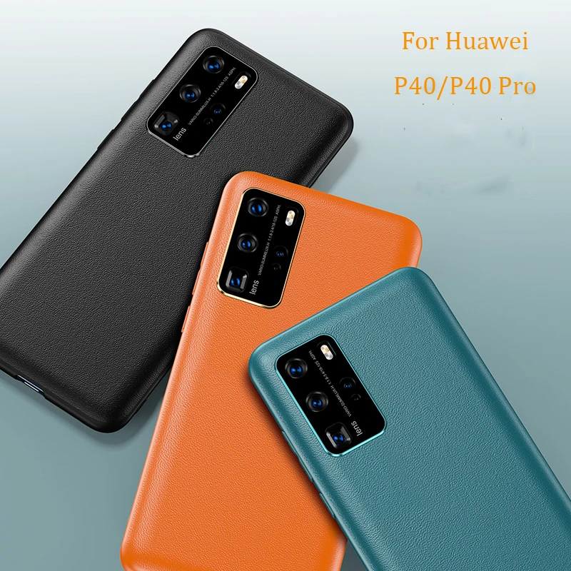 Original Luxury Leather Case for Huawei P40 Pro Fashion Color Soft Silicone Back Cover P 40 Phone | Мобильные телефоны и