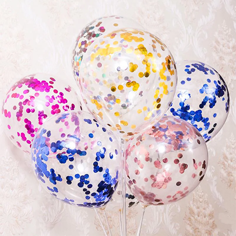 5/10 шт. 12 дюймов блеском конфетти прозрачные воздушные шары Globos Happy День рождения