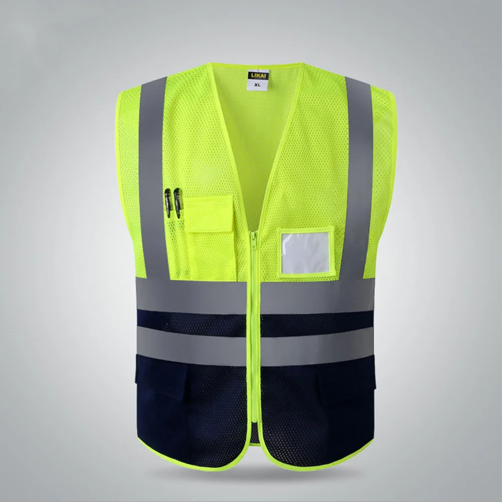 

Cycling Waterproof Working Warning High Visibility Reflective Strip Mesh Cloth Night Running Safety Vest Waistcoat Multi Pocket