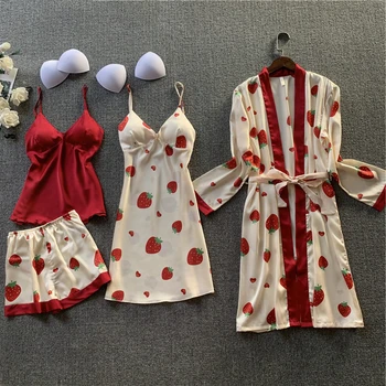 

Satin Printing Pajamas Home Clothes Pajama Set Pijama Mujer Sleepwear Silk Pajama Shorts Pj Set Pyjamas Pjs Loungewear Women