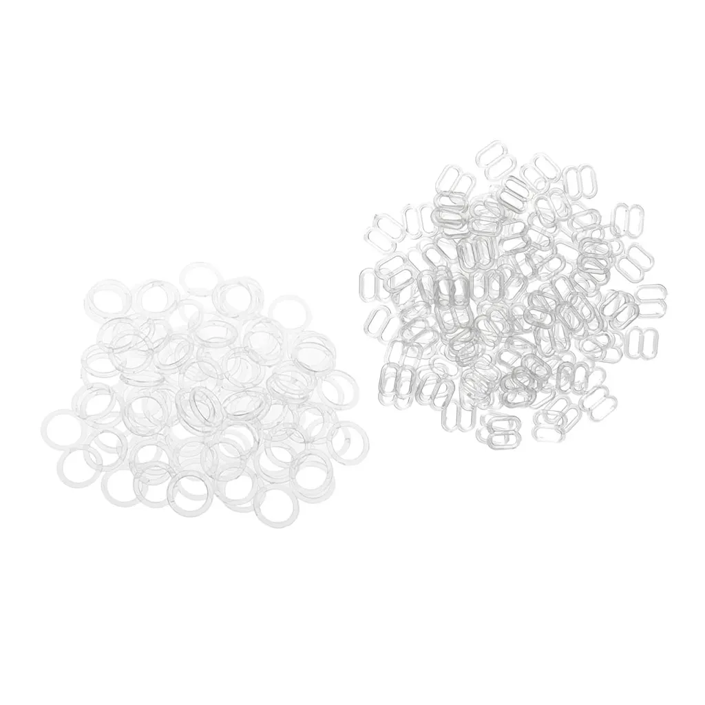 200 Pieces Plastic Bra Lingerie Strap Clips Hook Slider Buckle 8mm Clear