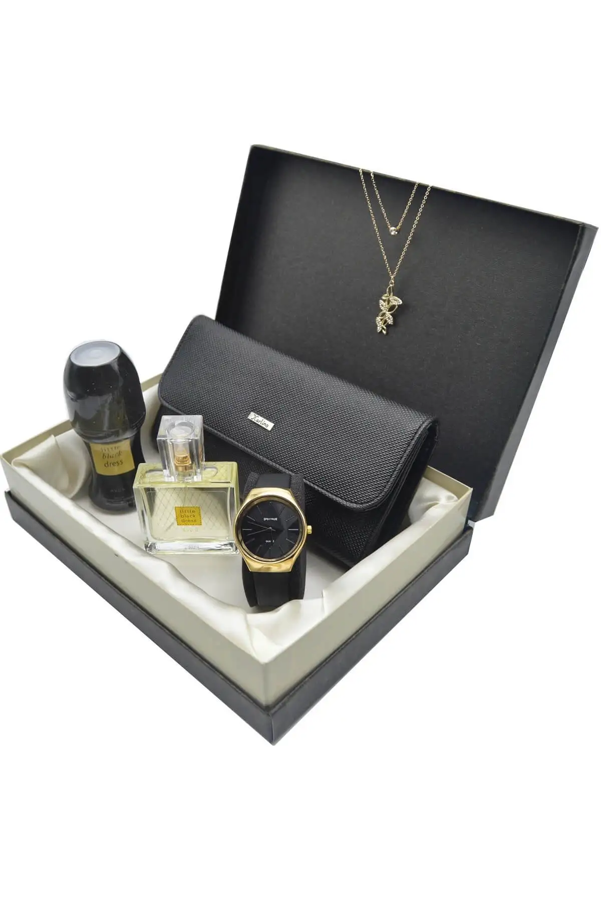 Подарочный набор Black - Avon парфюм-кожаный кошелек-часы-ожерелье 2056 | Наручные часы