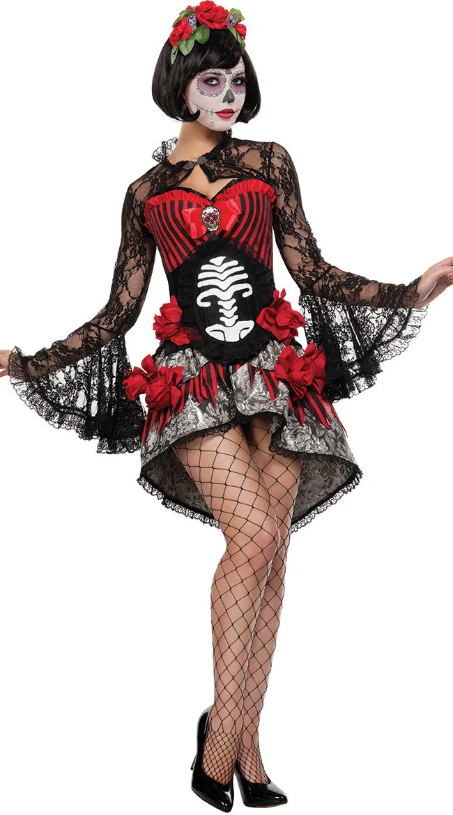 Disfraz de Día de los muertos, de esqueleto, fantasma, vestido de para carnaval|Disfraces eróticos| AliExpress