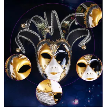 

Original ISHOWTIENDA Full Face Mask Masquerade Multicolor Hand Painted Joker Wall Decorative Art Mask
