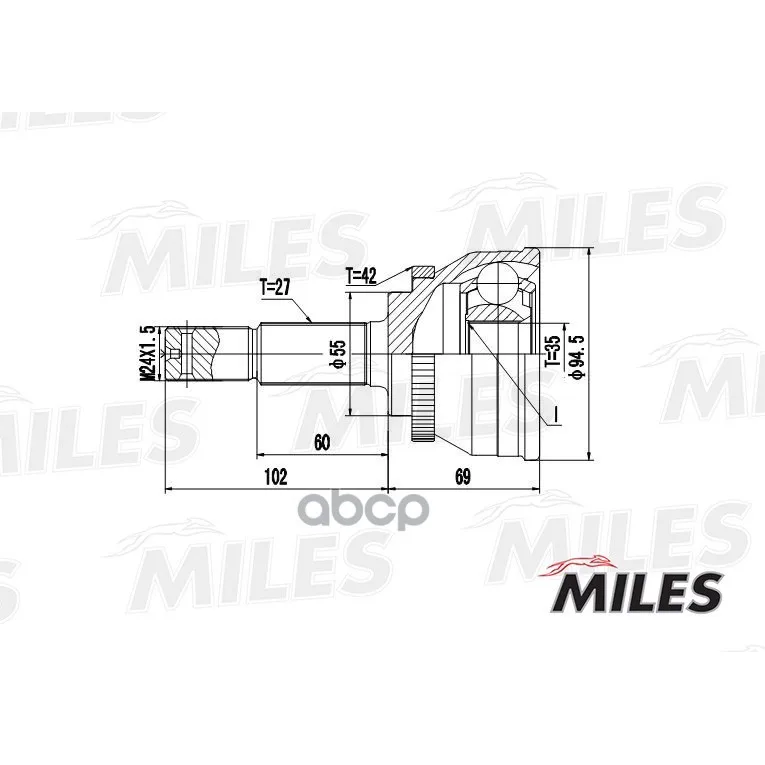Шрус Nissan Almera N16 1.8-2.2di 00-11 Нар. Abs Miles Ga20287 Miles арт. GA20287