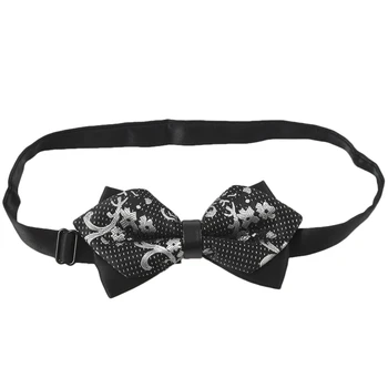 

Man Tie Wedding Striped Bow Tie Double Layer (black)