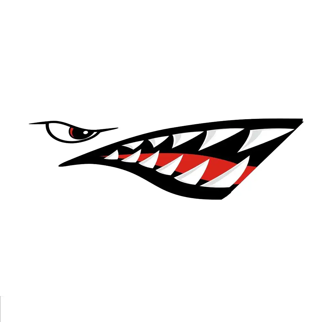 4pcs shark teeth mouth decals funny stickers for