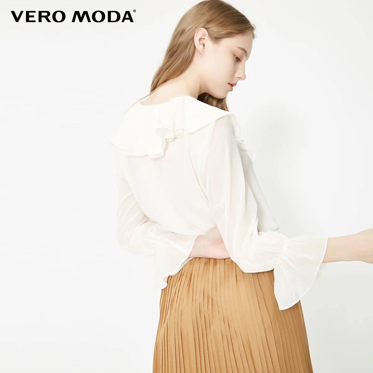 Vero Moda женская шифоновая рубашка с расклешенным воротником | 319231530