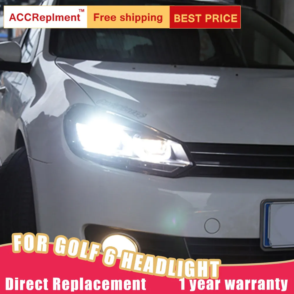 2 шт. светодиодный фары для Volkswagen Golf6 2009-2013 светодиодный Автомобильные фары ангельские глазки комплект ксеноновых фар, Высокопрочная конструкция протовотуманная подсветка Габаритные огни