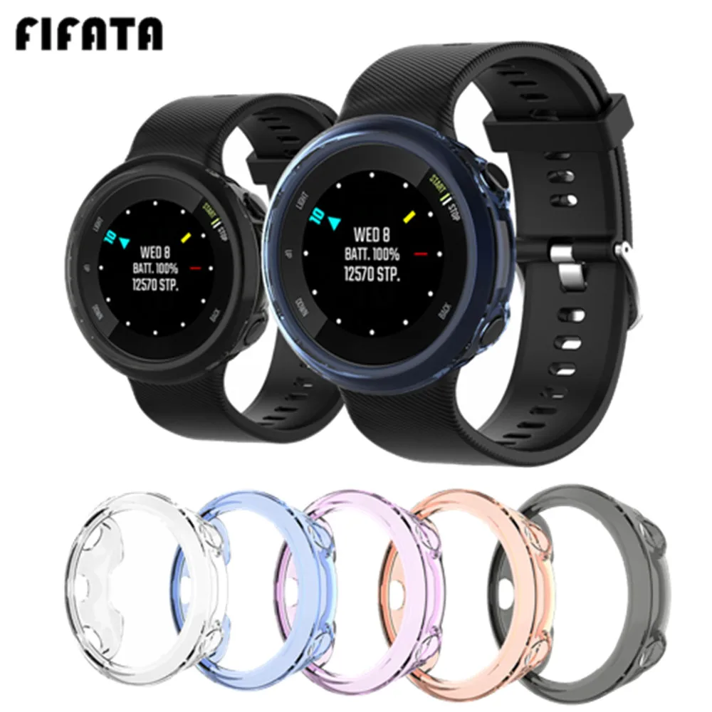 

FIFATA 42mm Transparent TPU Case Cover For Garmin Forerunner 45S Smart watch Accessories 44.6mm Silicone Cover For Forerunner 45