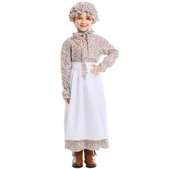 

Mom Girls Halloween Wolf Grandma Costume Dress Idyllic Farm Apron Maid Cosplay Cotton Fancy Dress Grandmother Costume For Girl