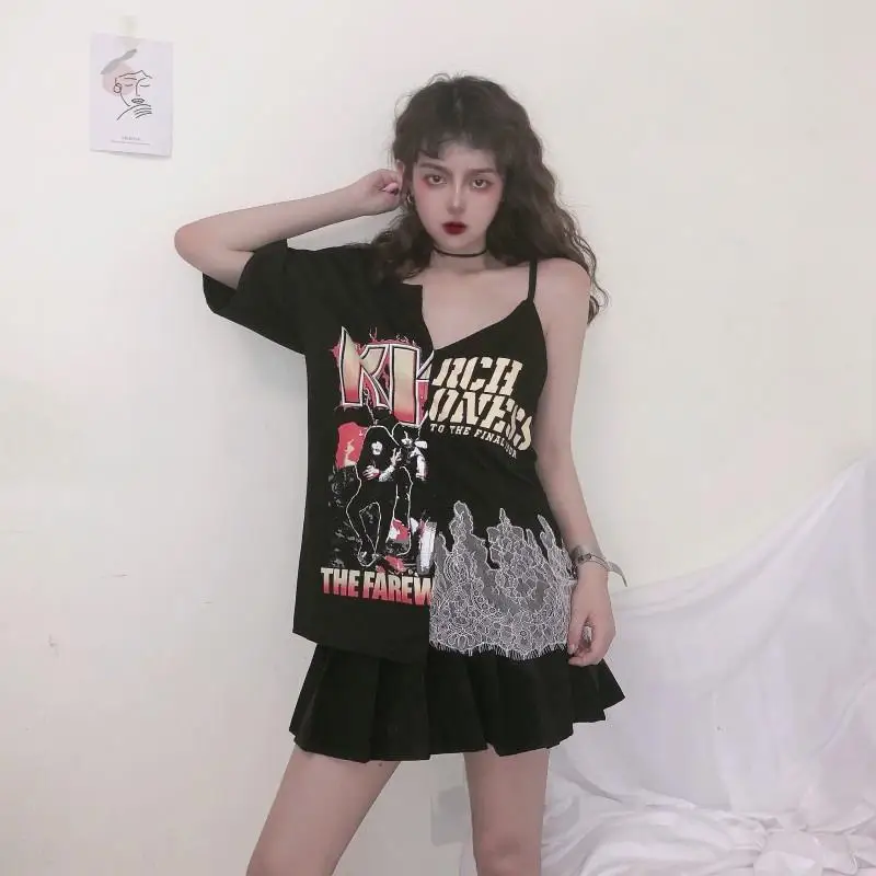 NiceMix прелестные женские корейский стиль лоскутные футболка s Harajuku стильная